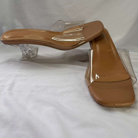 Sandal Clear Heels for Women Clear Strappy Square Open Toe Size 7.5 - Picture 4 of 8